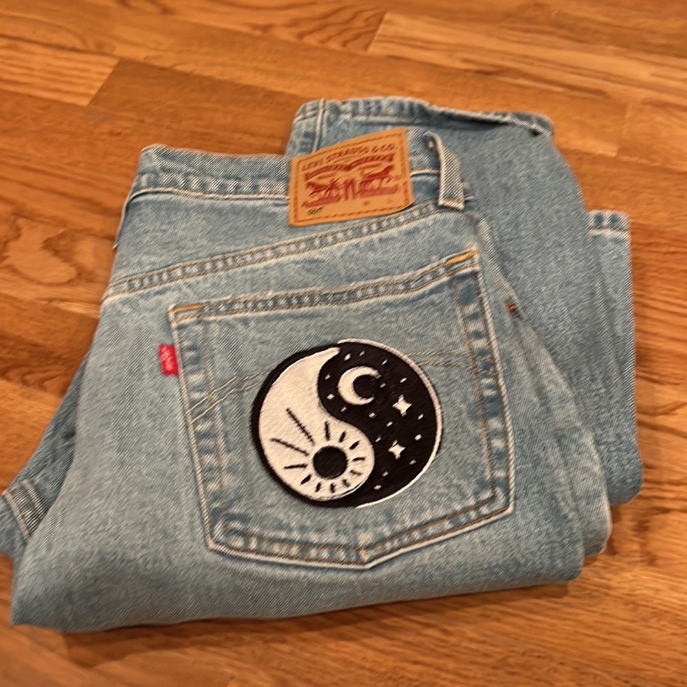 Ying Yang Symbol Custom Embroidered Levi 501s